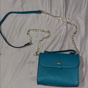 Source Unknown Teal Crossbody Bag with Gold Chain